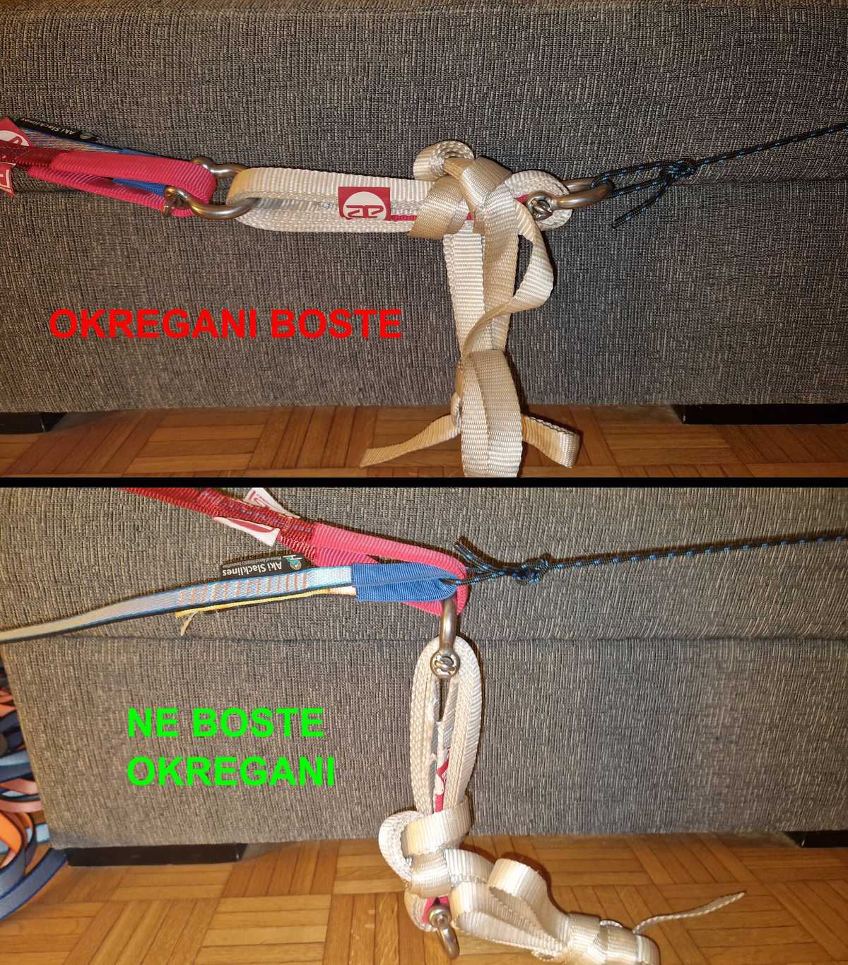 Pravilna in napačna vezava pilotke